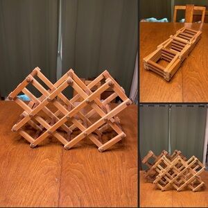 Vintage Maple Wood Expandable Wine Rack Vintage Folding Blonde Wood Wine Rack